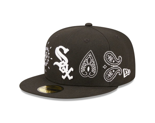 59FIFTY FITTED CAP CHICAGO WHITE SOX- AOP PAISLEY EMBROIDEY  - SIZE 7 1/2 - BLACK