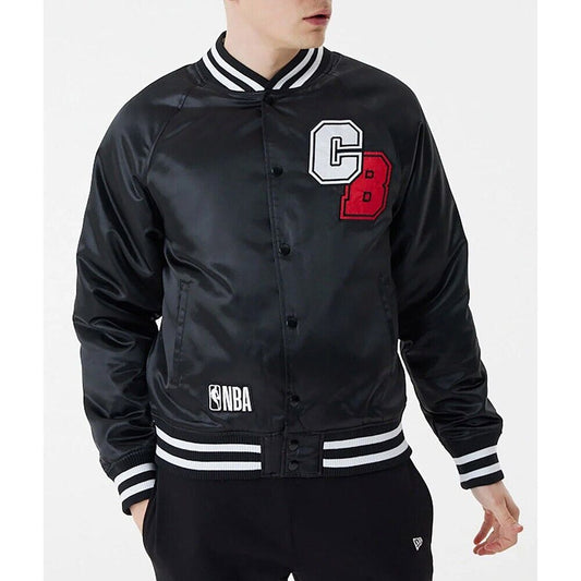 NEW ERA CHICAGO BULLS SATIN BOMBER JACKET BLACK/RED